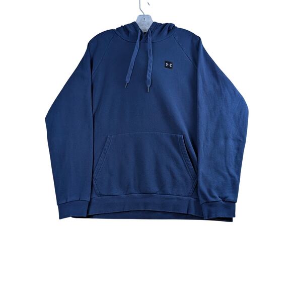 Under Armor Blue Pullover Mens XL Hoodie Sweatshirt Logo Patch Long Sleeve UA - Picture 1 of 10